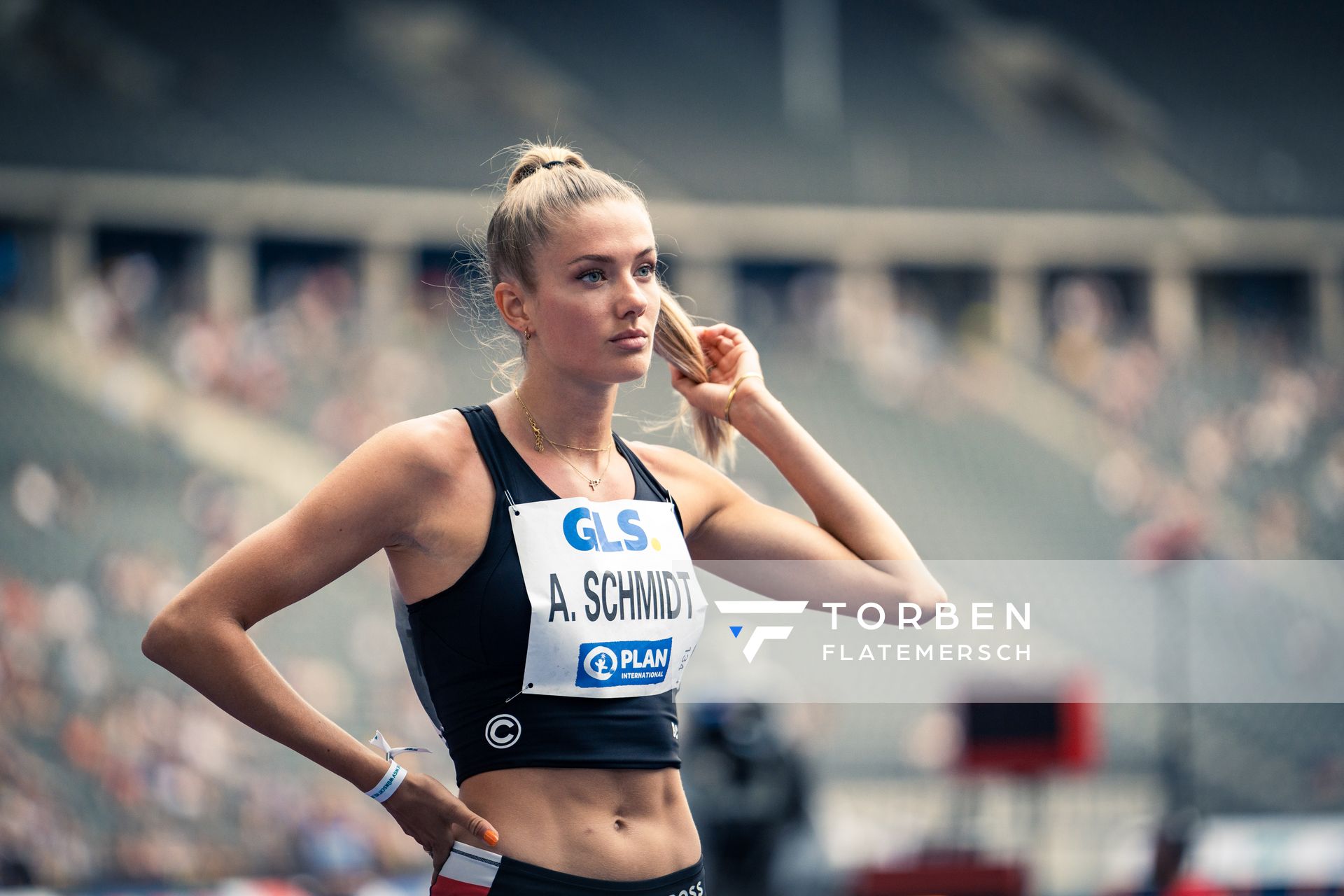 Alica Schmidt (SCC Berlin) waehrend der deutschen Leichtathletik-Meisterschaften im Olympiastadion am 25.06.2022 in Berlin